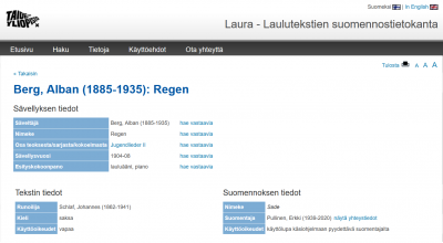 Screenshot from Laura database.