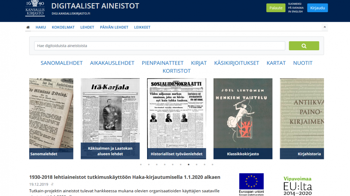 Ruutukaappaus digi.kansalliskirjasto.fi-palvelusta.